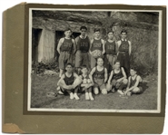Curly Howard Photo of His Basketball Team, PS 128 in 1918 -- Matte Photo Measures 8.5 x 6.5 in 10.5 x 8.25 Mount -- Wear to Mount, Photo Is Very Good